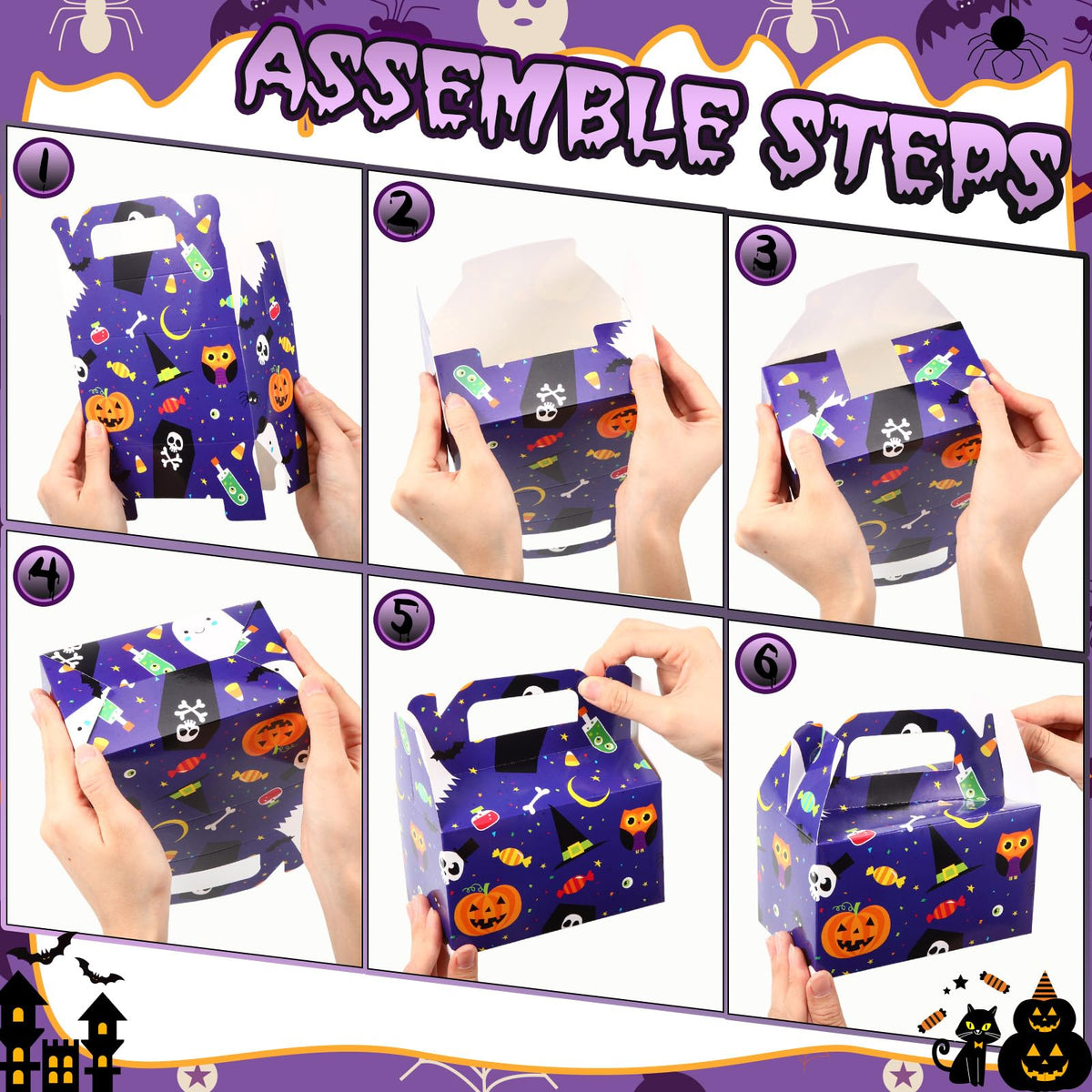 Zhanmai 36 Pack Halloween Treat Goodie Boxes Halloween Ghost Cookie Container Cupcake Snack Box with Handle Party Favor