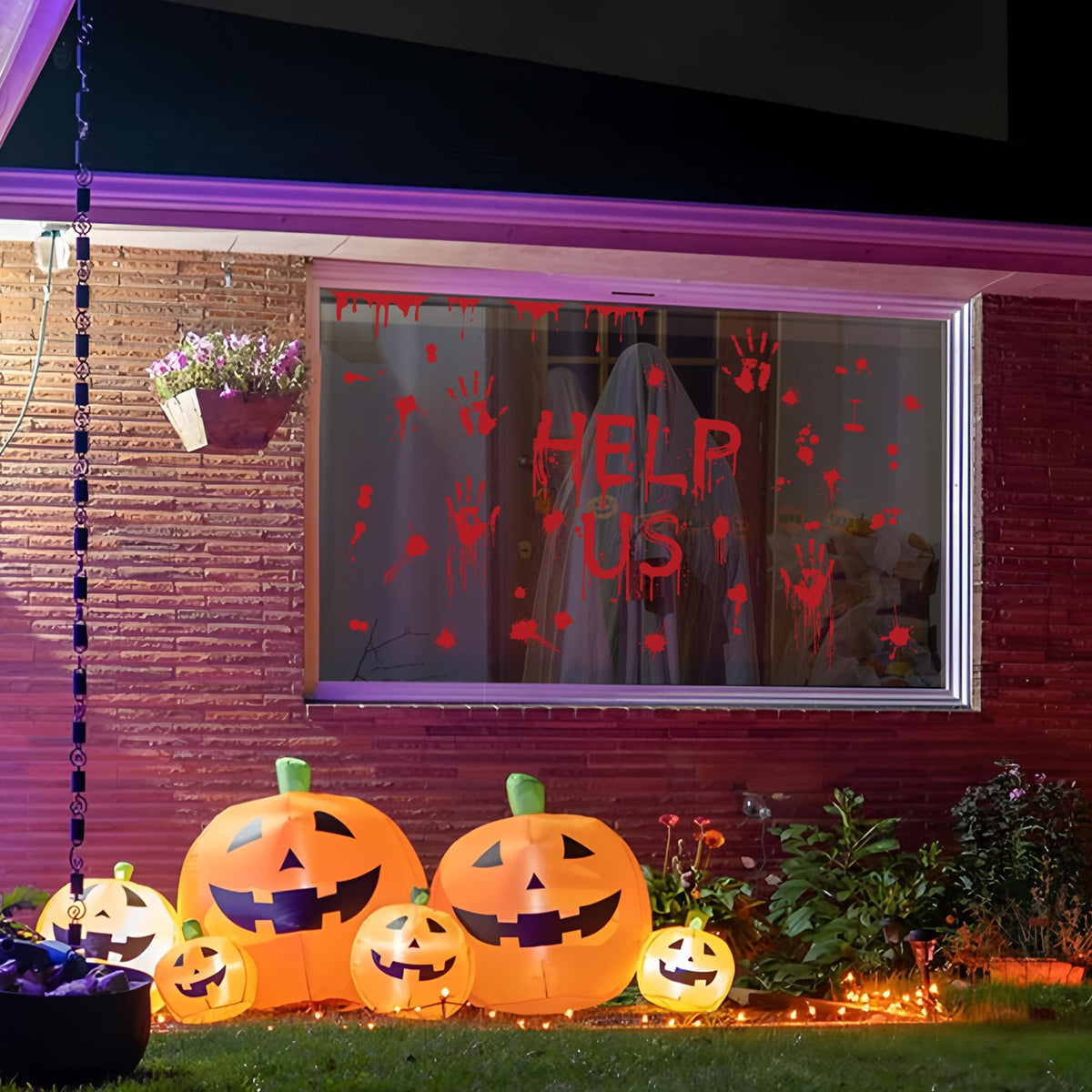 8 Sheets Halloween Bloody Handprint Footprint Floor Stickers Scary Halloween Decorations Self Adhesive Bloody Wall Decal Windows Cling Stickers for Window Floor Glass Bathroom Car Indoor Outdoor Party
