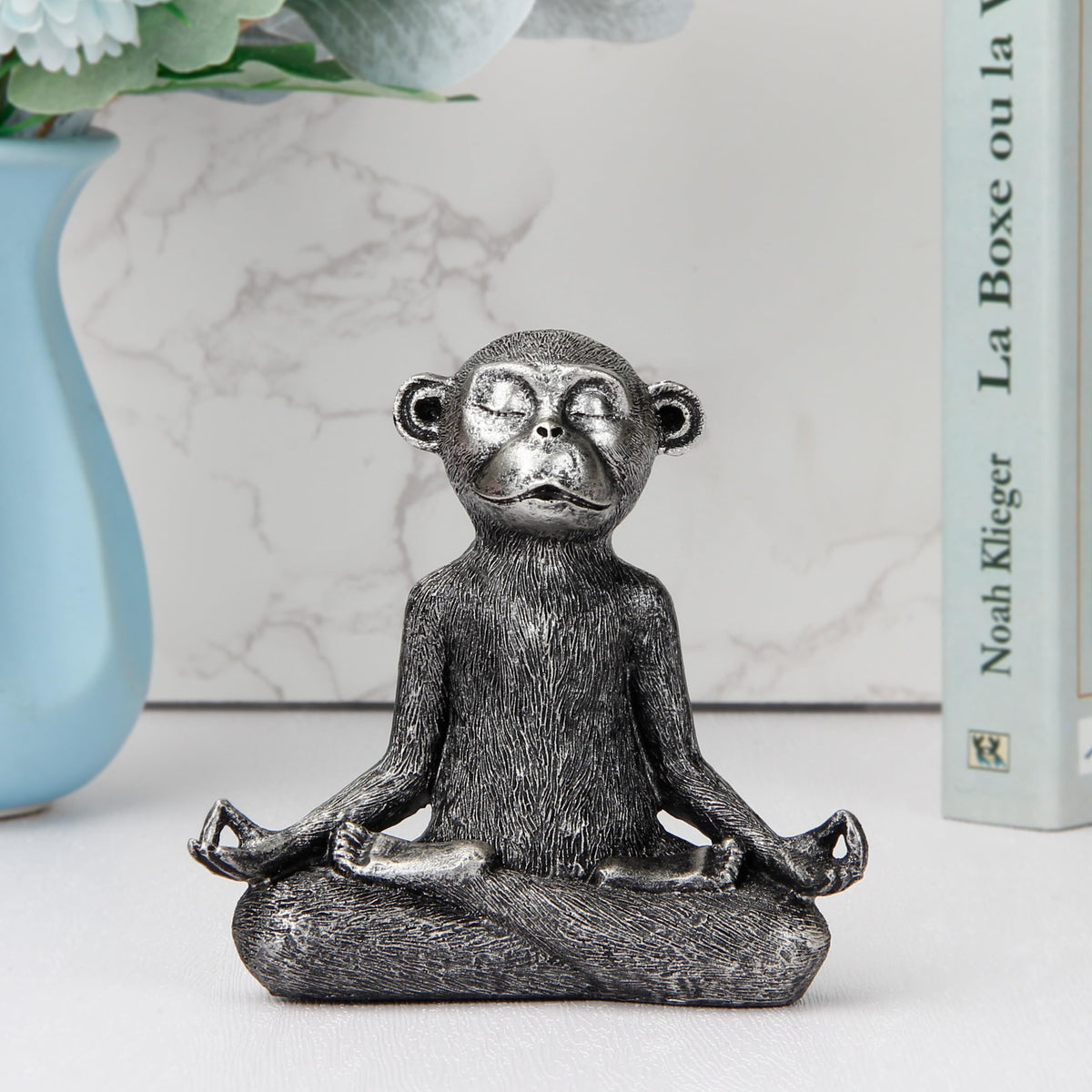 Smadeer Monkey Statue for Home Decoration,Monkey Figurine Sitting in Yoga Pose for Meditation Zen Spiritual Living Room Bedroom Shelf Bookshelf Decor Accents,Cute Animal Gifts,Small Holiday Ornament