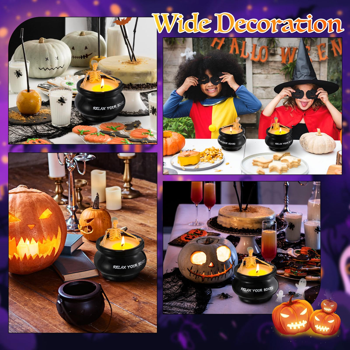 Skeleton Candle Halloween Decorations Indoor, Halloween Skeleton Candles for Gothic Party, Holiday Gift, Home Decor Indoo, Gag Birthday White Elephant Gifts Witchy Gifts for Women Men Friends