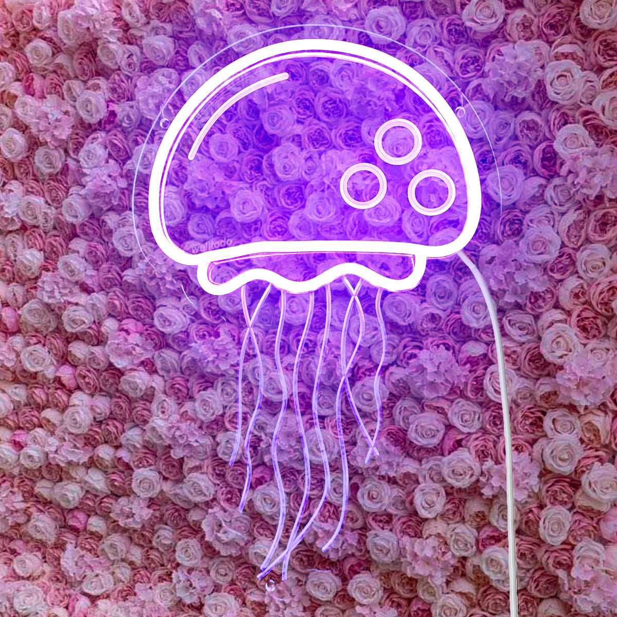 Jellyfish Neon signs for wall decor,Powered by USB Purple LED Neon Light Sign,3D Art Aesthetic Jelly Fish Neon Sign for Birthday Party,Jellyfish Decor, Kids Gifts