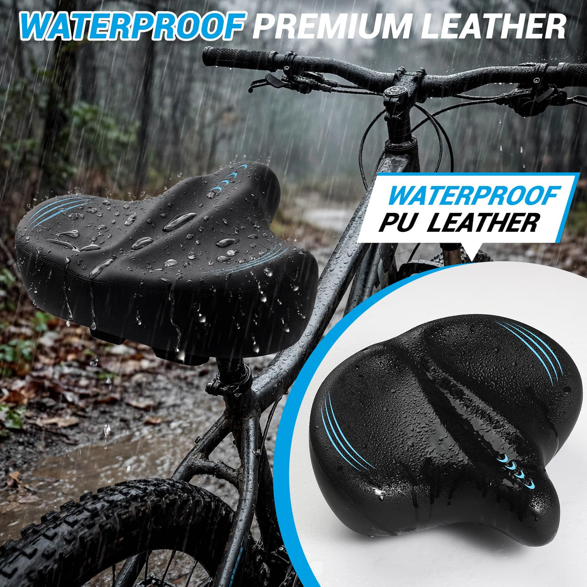2026 New Ultra-Wide Oversized Bike Seat Cushion for Men & Women, Comfort Memory Foam Bicycle Saddle, Waterproof Universal Bike Seat for Peloton Exercise Road Mountain Cruiser Electric City Bikes