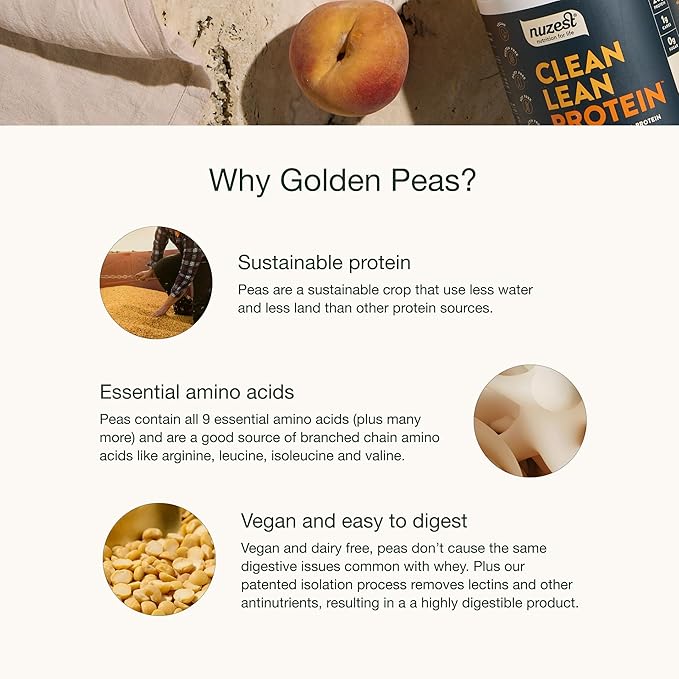 Nuzest - Pea Protein Powder - Clean Lean Protein, Premium Vegan Plant Based Protein Powder, Dairy Free, Gluten Free, GMO Free, Protein Shake, Real Coffee, 20 Servings, 1.1 lb