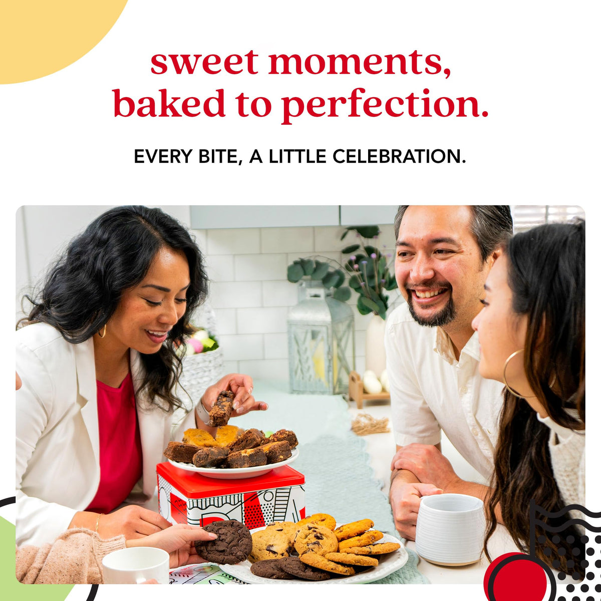 Davidโs Cookies Gourmet Assorted Cookies and Brownies Gift Basket - 12 x 1.5oz fresh baked cookies and 10 x 2oz individually wrapped brownies - Great for Sharing, Ideal Gift for All Special Occasions