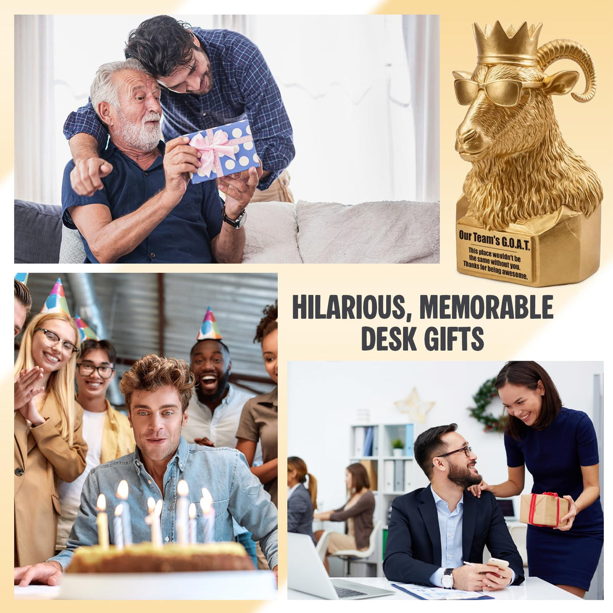 FRBFRB Staff Appreciation Gifts for Coworkers, Employees - Our Team's G.O.A.T. Gold Statue | Thank You Gifts for Women, Admin Professional Day, Work Bestie Farewell, Office Decor - 6.7"