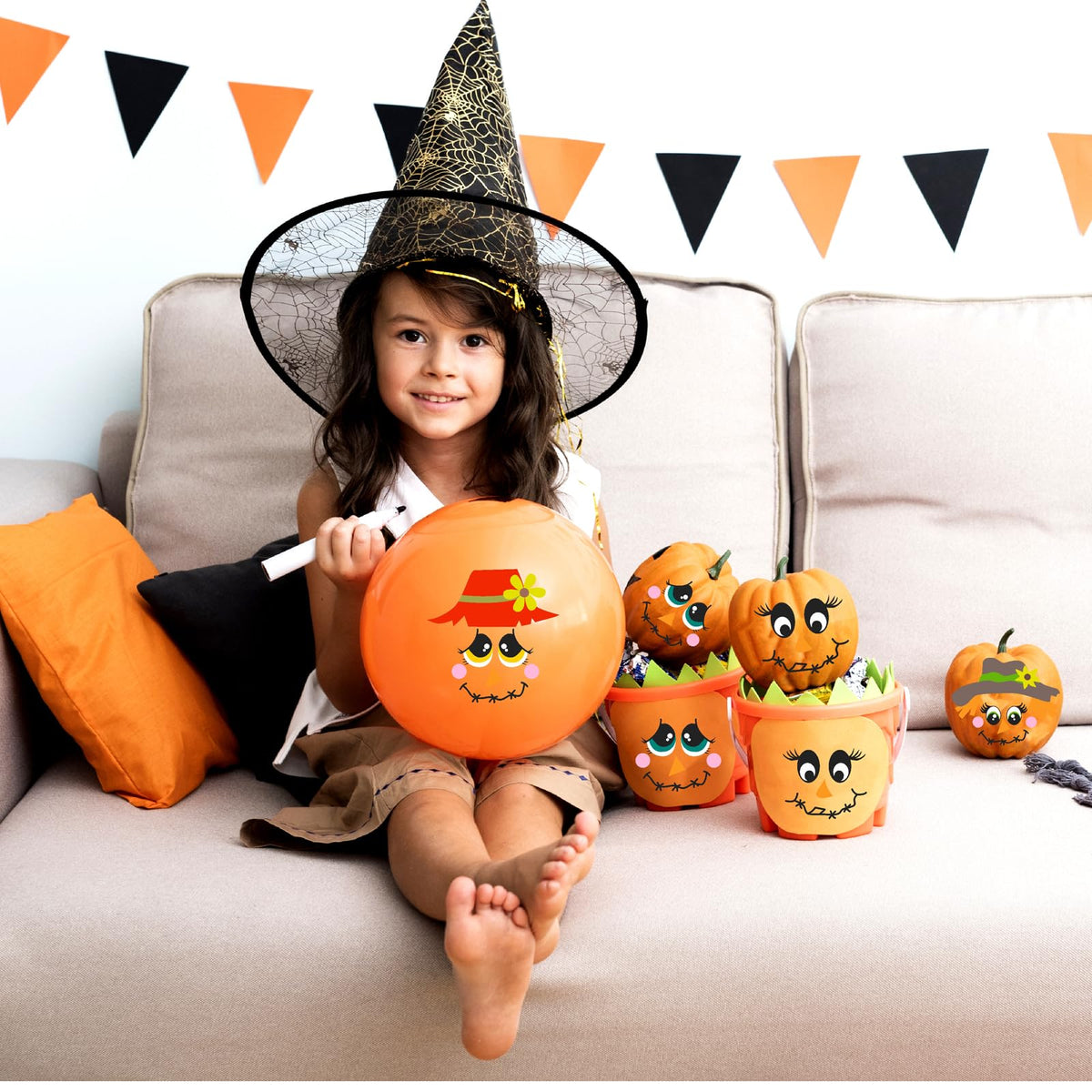 Pumpkin Decorating Stickers Halloween Pumpkin Faces Decals Funny Cartoon Scarecrow Faces Stickers Halloween Glass Decals for Crafts Cups Jars Ornaments Holiday Thanksgiving Party Decorations