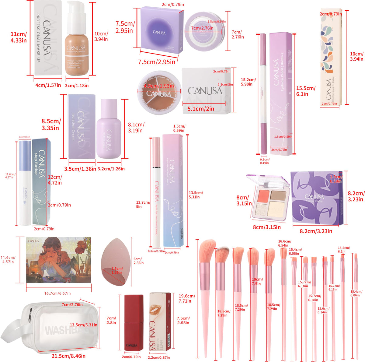26Pc Full Face Makeup Set Gift Surprise for Women Cosmetic Essential Starter Bundle Include 24 Colors Eyeshadow Palette, Lipstick,13-NI-1 glamour-brush set. Pack Flawless (Khaki C1, ONE SIZE)
