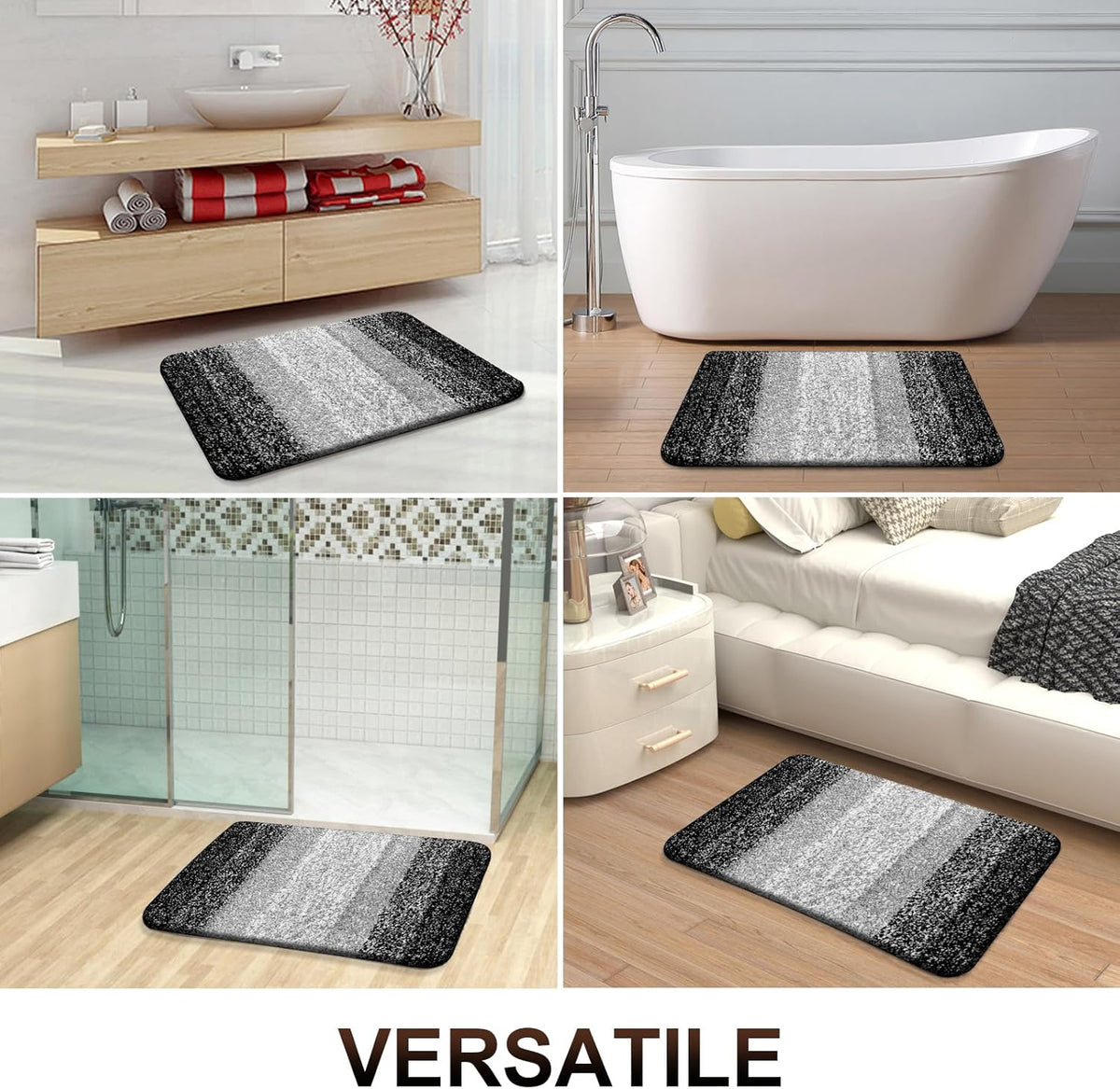 OLANLY Bathroom Runner Rug - Extra Soft Microfiber, Quick Dry & Machine Washable - 59"x24", Black