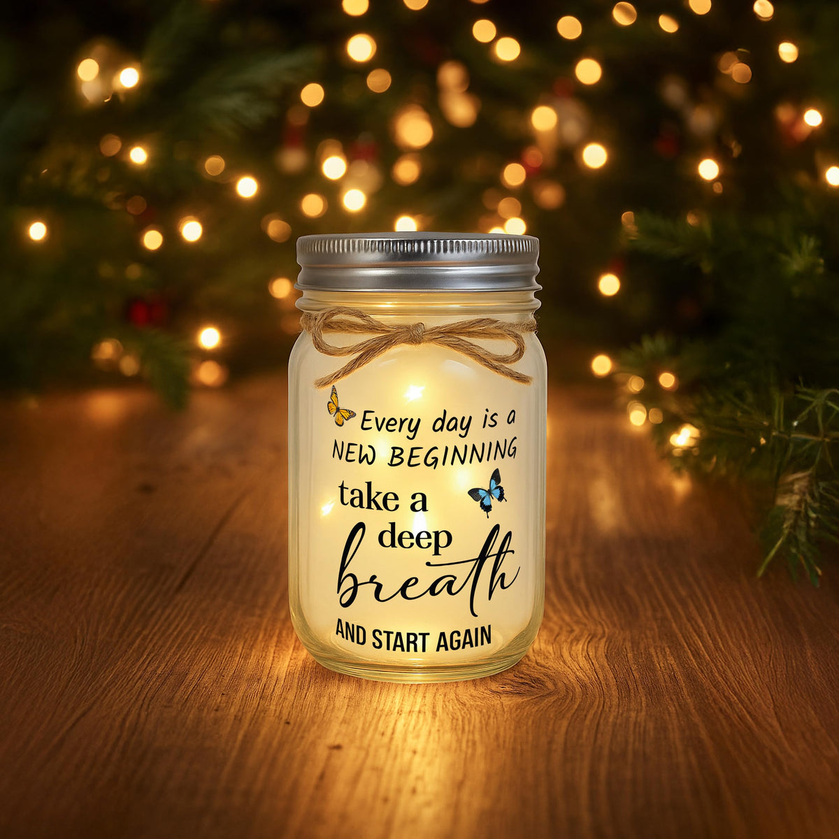 Highland Cow Inspirational Gifts for Women - Double-Sided Decorative Mason Jar Light, New Beginning Self Care Motivational Sunflower Decor Gift for Friends Daughter Sister Coworker