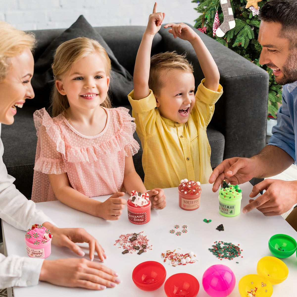 Christmas Stocking Stuffers - Slime for Kids - 4 Pack Slime Balls - Toys Slime Kit Xmas Gifts for Classroom Rewards Teens Girls Boys 4 5 6 7 8 9 10 11 12 Year Old and Adults