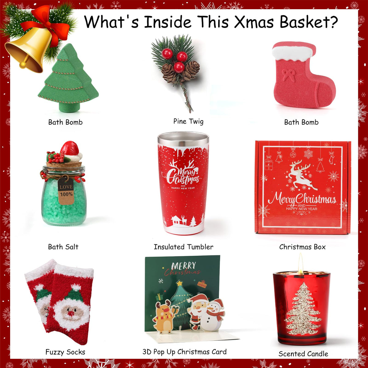 Christmas Gifts for Women-Mom Wife Christmas Gift Ideas-Xmas Gift Baskets-Holiday Relaxing Spa Thinking of You Thank You Set-New Year Gift Box-Unique Gifts for Her Grandma Friends Sister Coworker