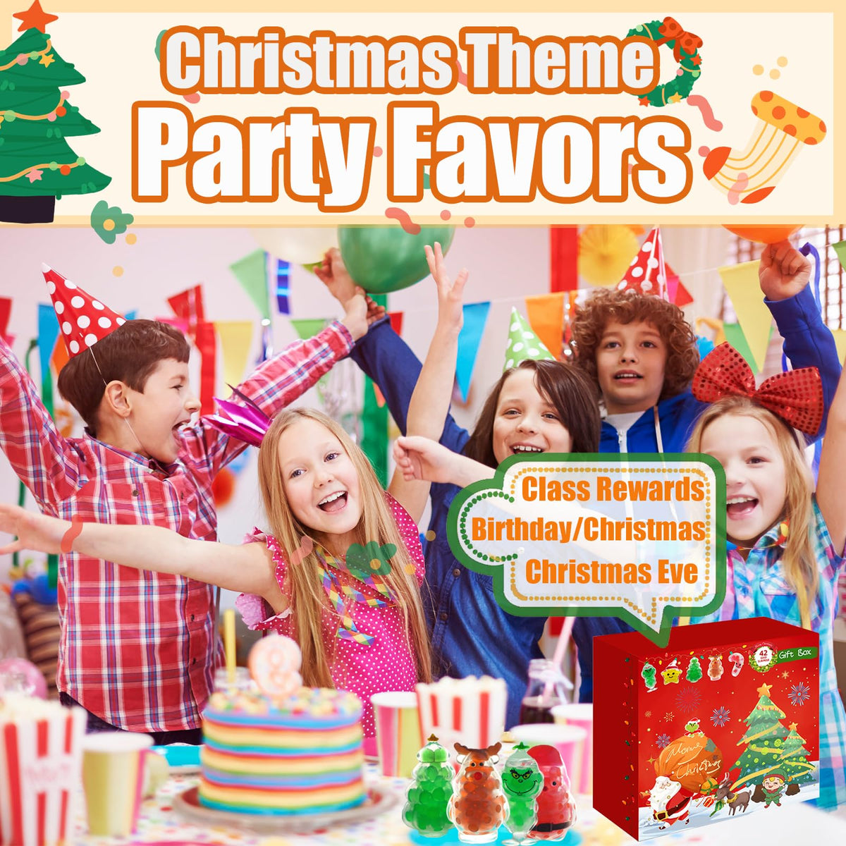28PCS Christmas Squishies Toys,Stress Ball Fidget Toys for Stress Relief Anxiety,Christmas Party Favors for Stocking Stuffers, Prizes & Gift Box