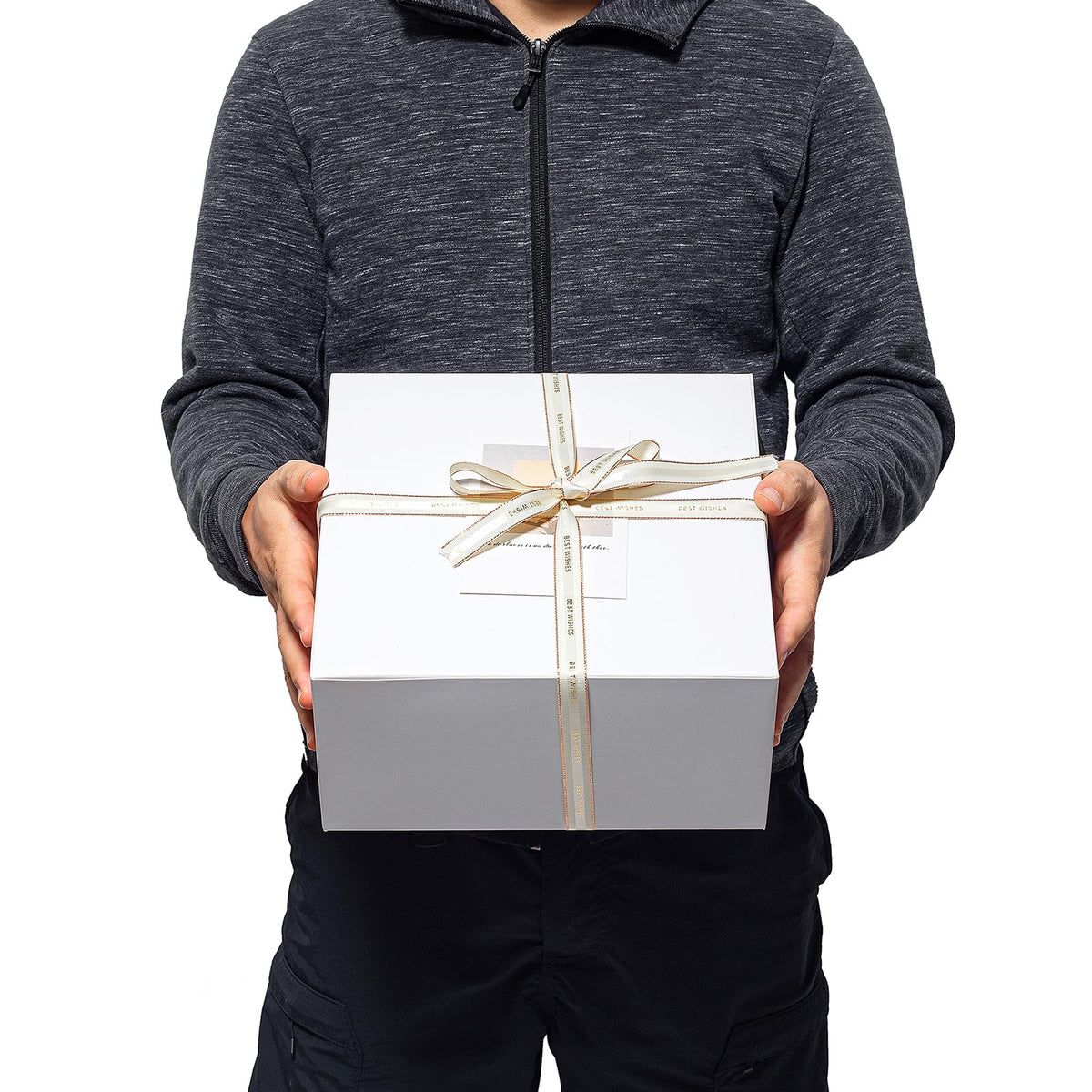 Mcfleet Gift Boxes with Lids 10x10x5 Inches 10 Pack Bridesmaid Proposal White Cardboard Gift Box for Presents, Christmas, Wedding, Graduation, Holiday, Birthday Craft Present Packaging