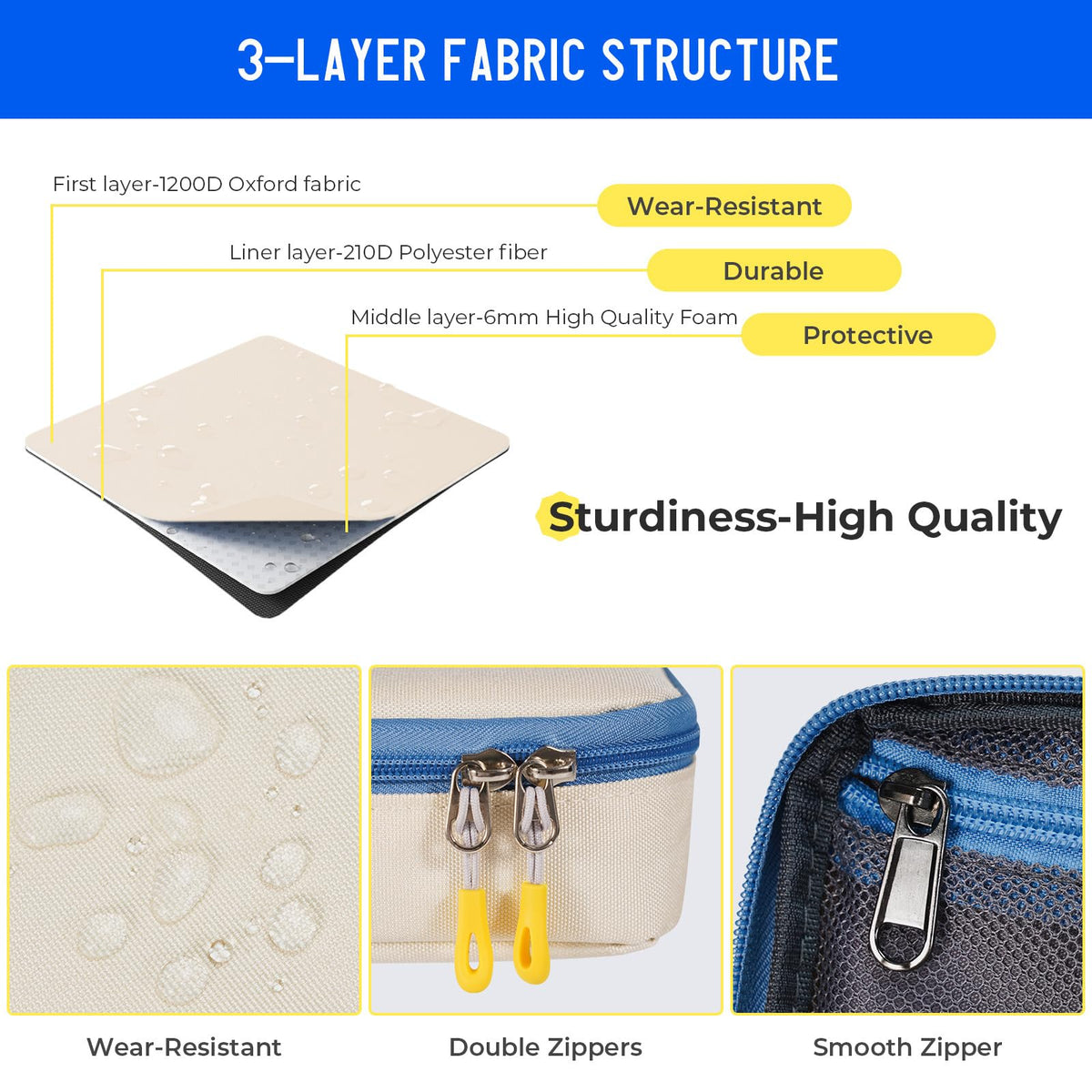 ECHSRT Big Pencil Case, Aesthetic Portable Zipper Pencil Bag with Hidden Pocket, Special Pouch for Men Women Adults, Stationery Organizer Pen Cases for Office Travel,Beige
