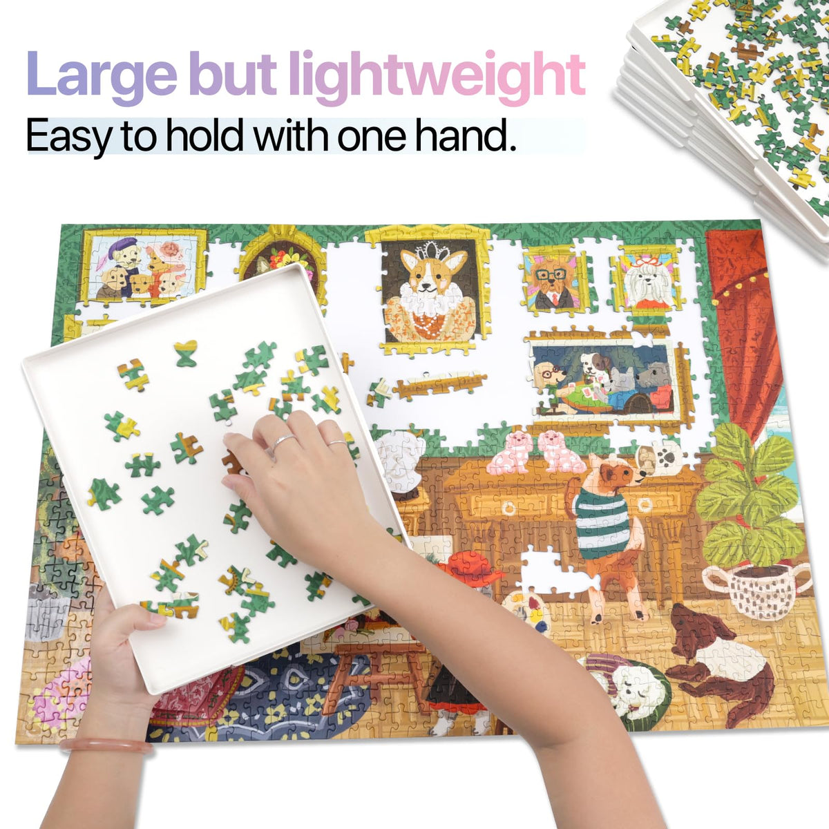 Playboda 9-Pack Puzzle Sorting Trays with Lid that Doubles as a Puzzle Box Stand – 11" x 9" Stackable Trays for 1000–1500 Piece Jigsaw Puzzles, Great Gift for Adult Puzzle Lovers