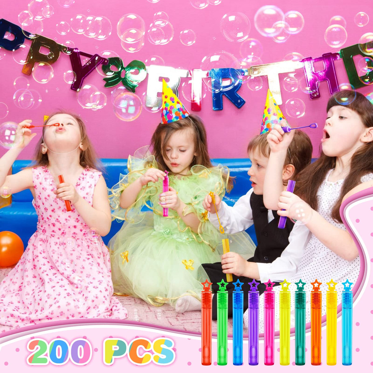 SpringFlower 200 Pieces Mini Bubble Wands, Party Favors Assortment Toys for Kids,Themed Birthday, Halloween, Goodie Bags, Carnival Prizes, Wedding, Bubble Maker Outdoor Gifts for Girls & Boys