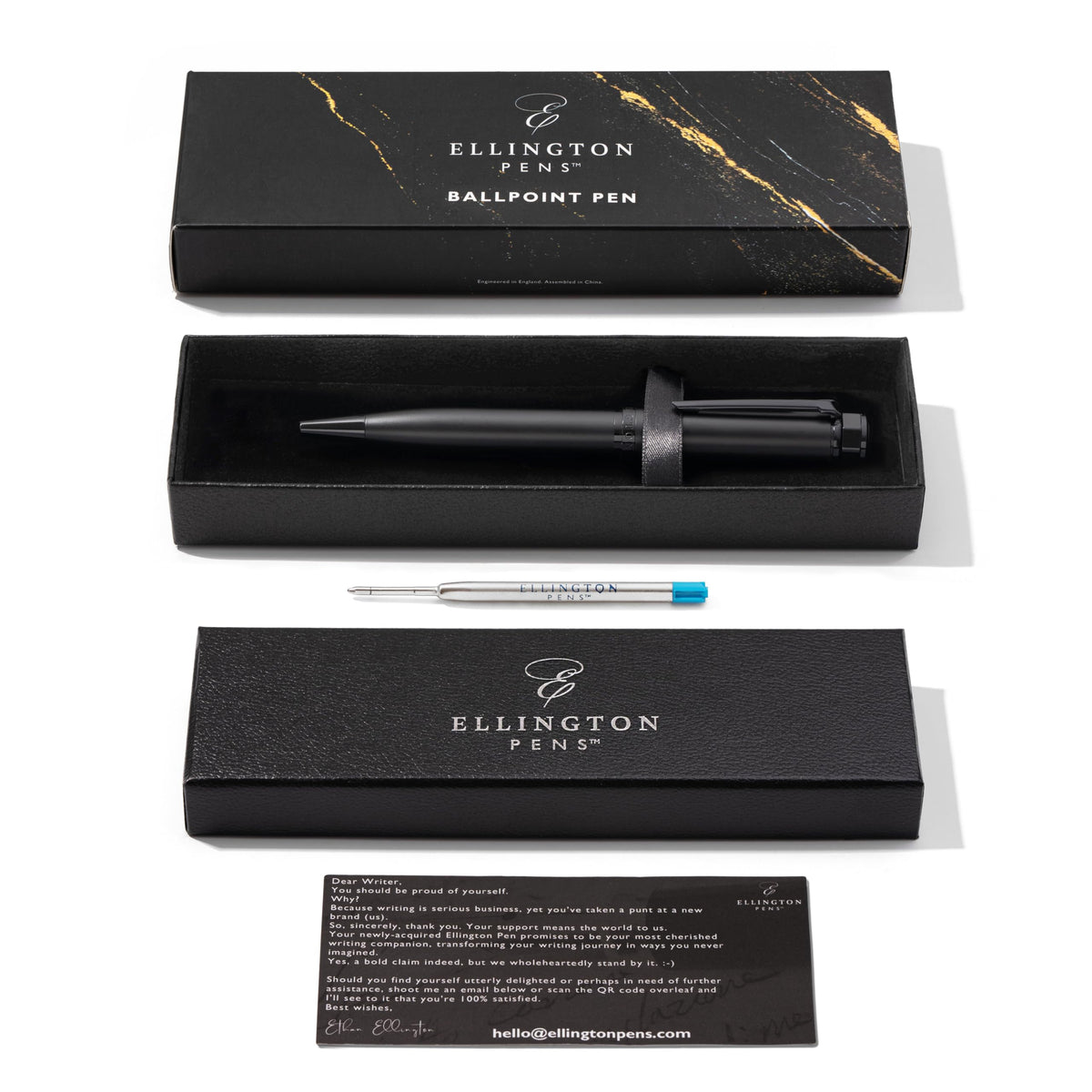 Ellington Pens Luxury Ballpoint Pen β Premium Quality, Smooth Writing Experience, Elegant Design, Includes 2 Ink Refills (Black & Blue) β Ideal for Professionals and Gift Giving