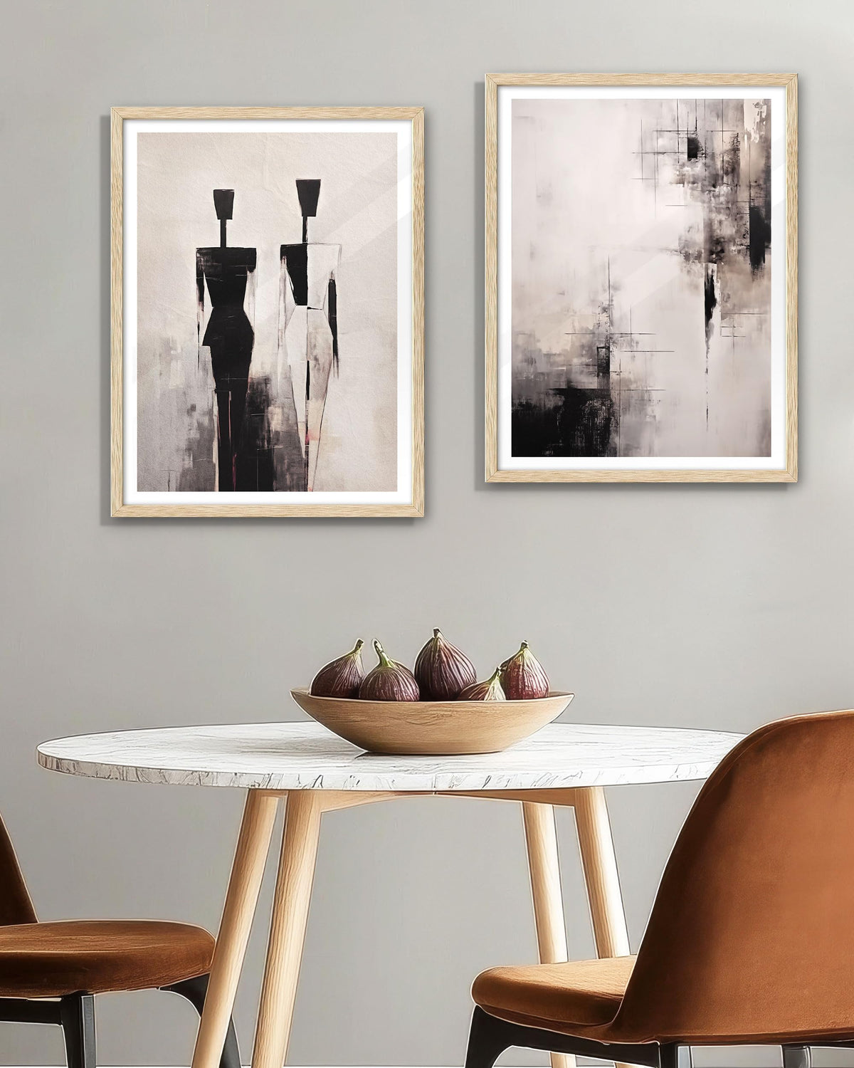 EcoHest Framed Wall Art Wabi-Sabi Japandi Style in Neutral Beige Tones, 12x16 in OAK Wood Minimalist Canvas Wall Art, Modern Simple Contemporary Bedroom Decor,Japandi Art Set of 1 for Living Room