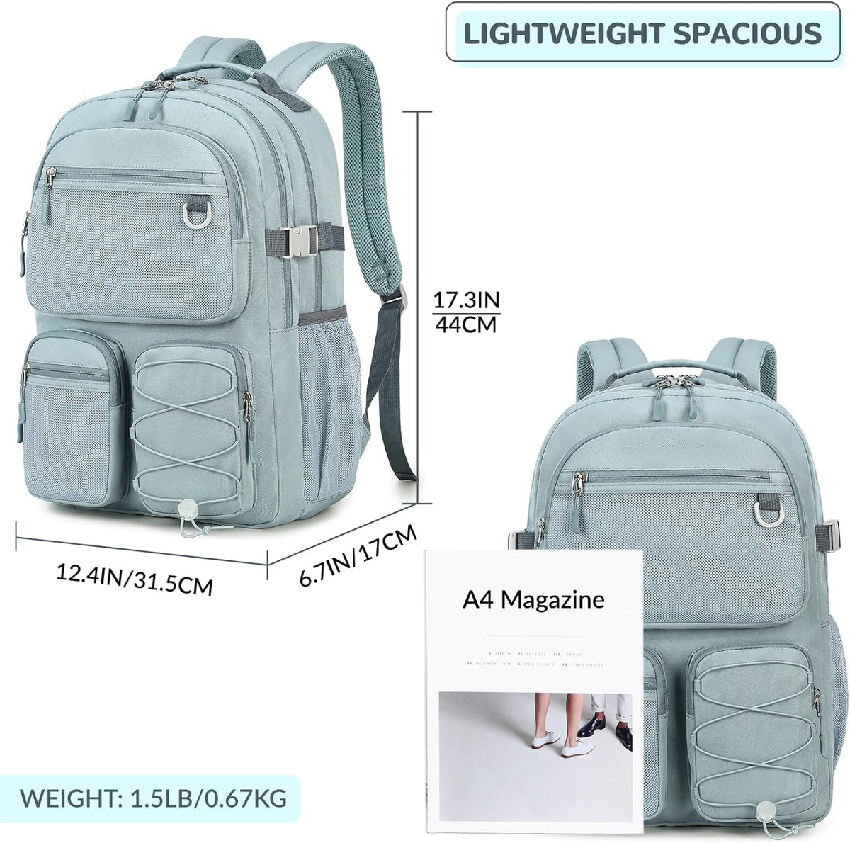 Backpack 15.6 inch Daypack Lohol Water Resistant with Mulitiple Pockets for School Travel Outdoor College, Laptop