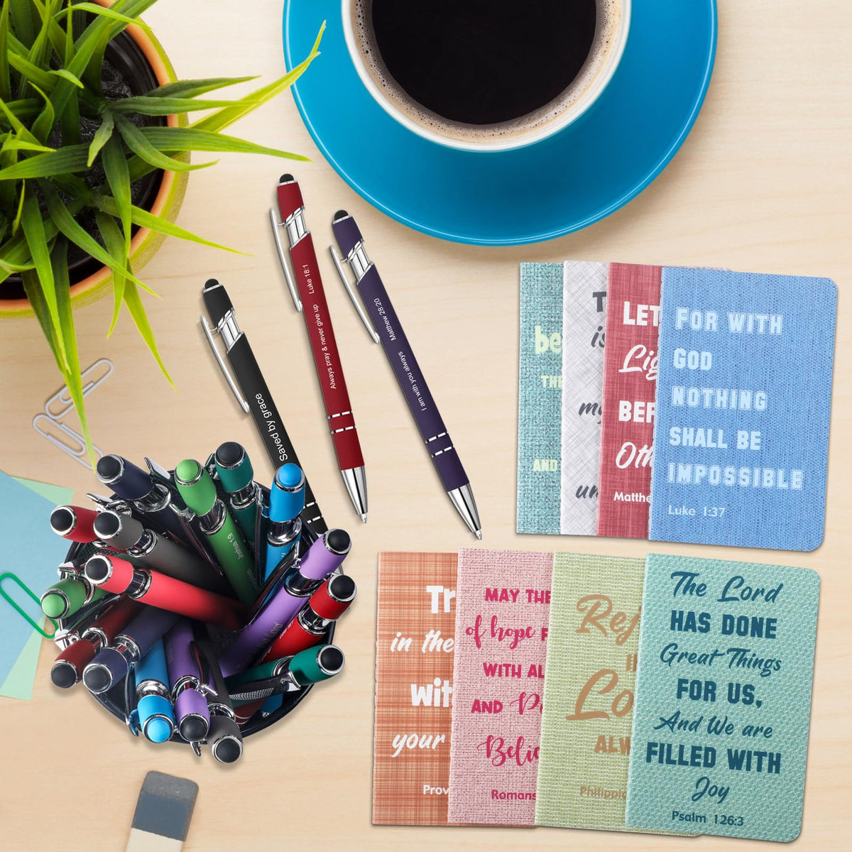 Funrous 32 Pcs Motivational Quote Pens Inspirational Notepads Mini Journal with Ballpoint Pen Small Notebooks Gift for Men Women Coworker Adult Party Favors Prize Teacher Student Office(Texture)