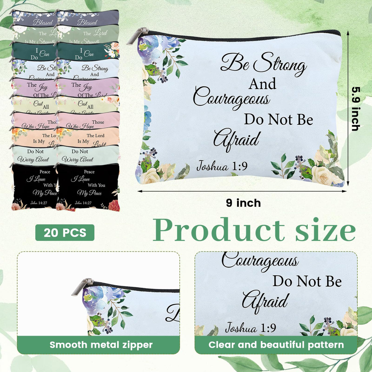 DONQTWAY 60 Pcs Christian Gifts Bulk for Women Christian Gifts Include 20 Bible Verse Canvas Makeup Bags 20 Mini Mirror 20 Bible Inspirational Keychains for Church Women Mother Appreciation Supplies