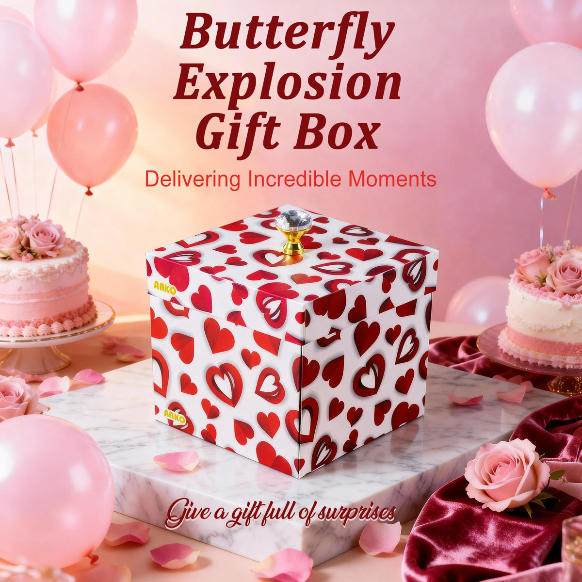 Flying Butterfly Birthday Surprise Explosion Gift Box Pop Up Present for Women & Men - The Perfect Way to Celebrate Your Wife Girlfriend Best Friend or Mom on Valentine‘s Day Anniversaries & Mother’s Day