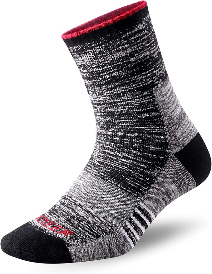 FEIDEER Men's Hiking Walking Socks, Multi-pack Wicking Cushioned Outdoor Recreation Quarter Crew Socks