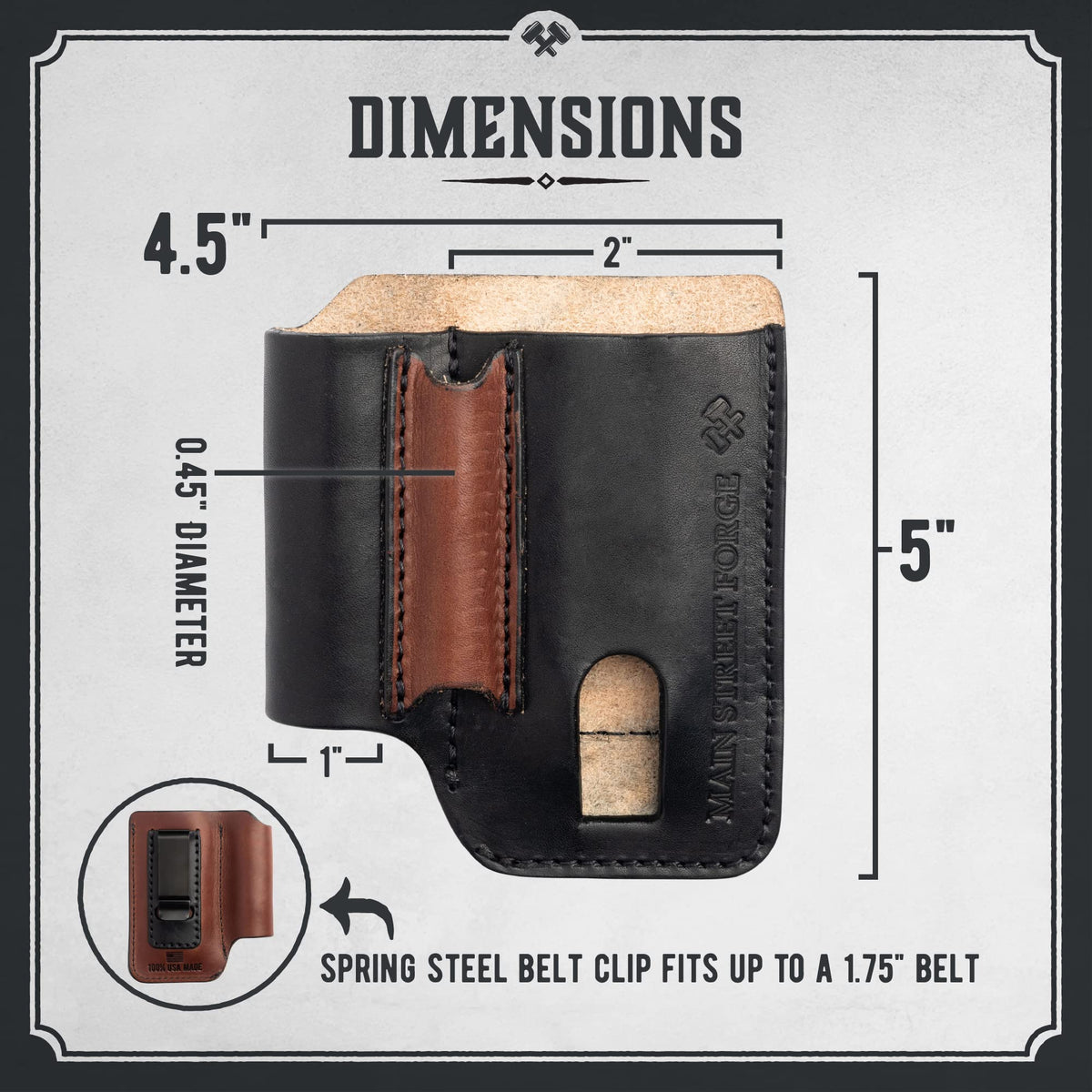 Made in USA Leather EDC Pouch | Leather Multitool Sheath/Holster for Men | Belt Clip/Pocket Organizer for Leatherman, Gerber & SOG Multitools | Knife/Multi Tool & Flashlight & Pen Holder