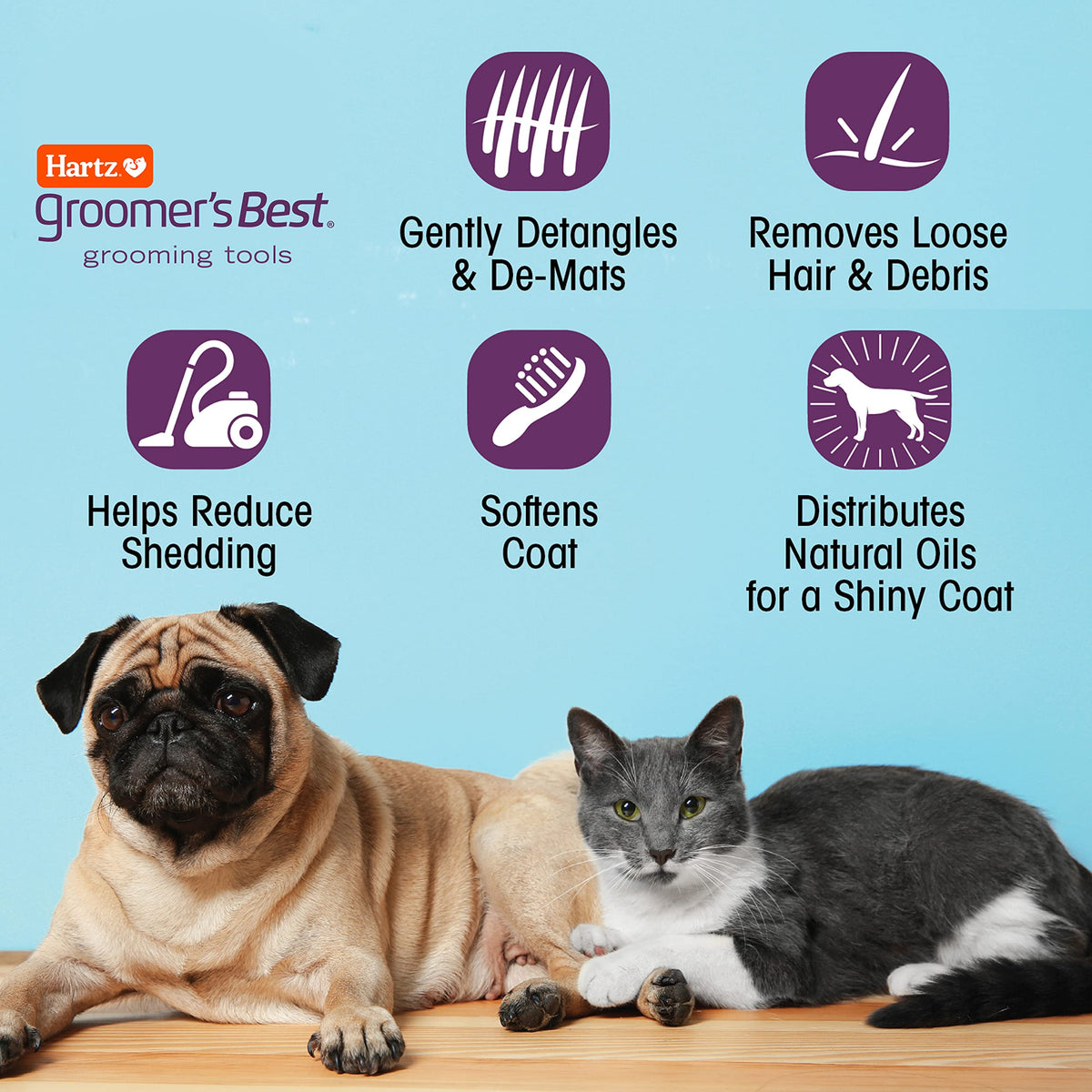 Hartz Grooming Supplies, Groomers Best Combo Brush for Dogs and Professionals 6-in-1 Dog Shampoo and Combo Brush Bundle, Good for All Dogs & Coat Types
