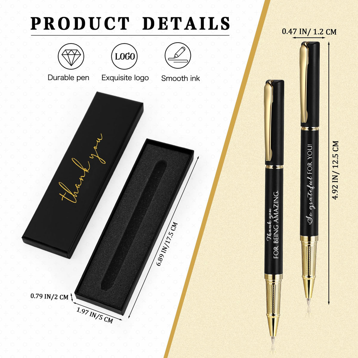 PerKoop 20 Sets Thank You Gifts Inspirational Ballpoint Pen with Box Employee Appreciation Gift Pen Bulk for Doctor Volunteer Dispatcher Secretary Nurse Teacher Office Staff (Black,Thank You)