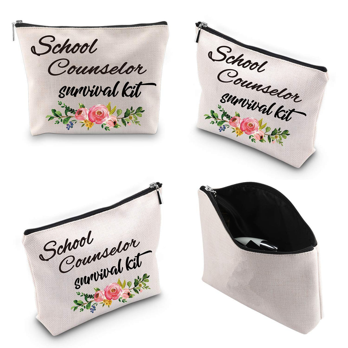 Generic WCGXKO School Counselor Gift Counselor Survival Kit Portable Travel Accessories Toiletry Bag Makeup Bag Talk Less Smile More
