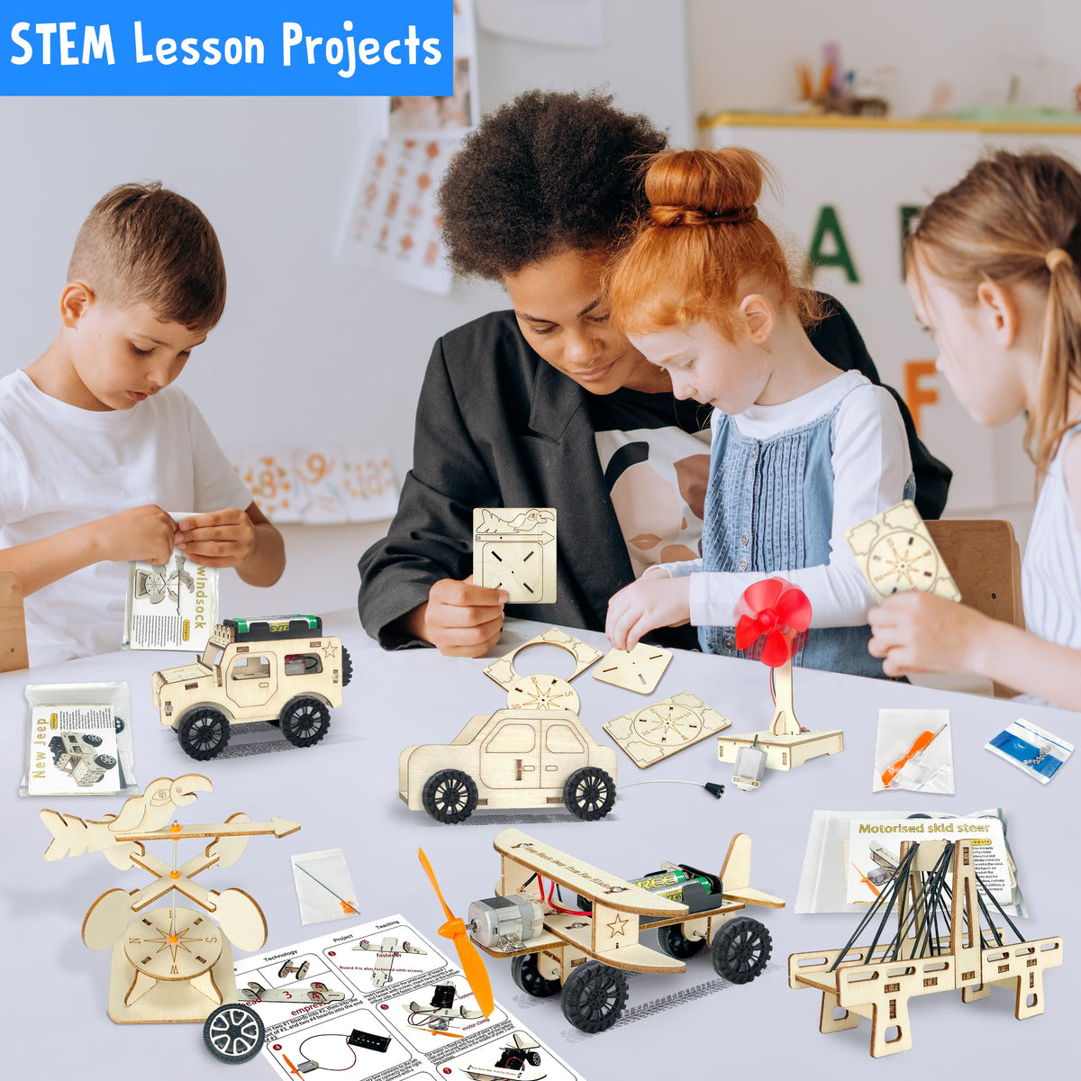 kortes 24Pack STEM Kits for Kids Classroom, Science Building Project Craft for Ages 8 9 10 11 12, 3D Wooden Model Kit, STEM Toys for Boys Girls Birthday Gifts Party Favors School Exchange Gifts