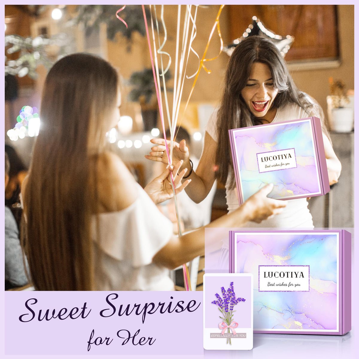 LUCOTIYA Birthday Gifts for Women, Gift Basket for Women Wine Tumbler Self Care Package Gifts for Women, Mom, Bestie, Her, Sister, Wife, Auntie, Thank You Gifts for Women, AM6ZL