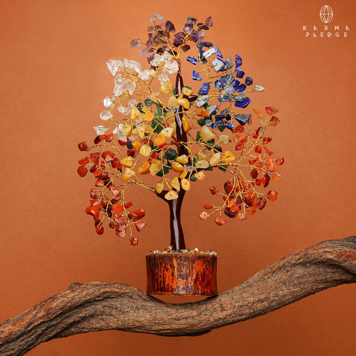 KARMAPLEDGE 7 Chakra Tree of Life for Manifestation Unique Birthday Gifts for Women, Men, Friends, Handmade Home Office Decor Healing Crystal Tree for Money, Reiki, Good Luck, for Her, Mom & Dad