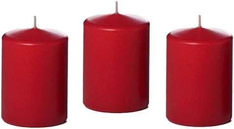 D'light Online 3 X 4 Inch Pillar Candles Set of 12 Bulk Event Pack Round Unscented Premium Wax Pillar Candles for Wedding, Spa, Party, Birthday, Holiday, Bath and Home Decor (3X4, Red)