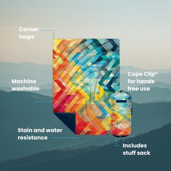 Rumpl Original Puffy Blanket - Warm, Water-Resistant Camping Blanket with 100% Recycled Synthetic Insulation, 52"x75", Original Puffy V1, Pyro Fade