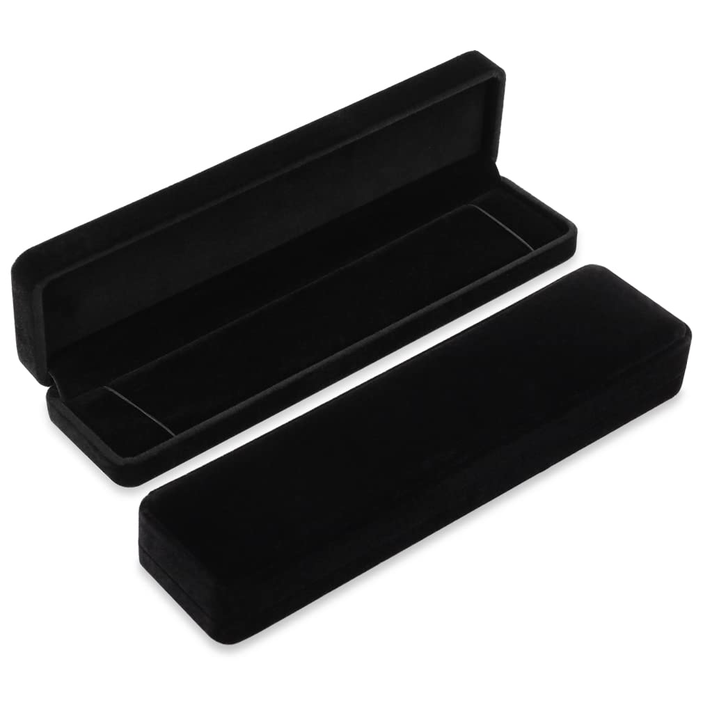 iSuperb Set of 2 Velvet Necklace Box Long Bracelet Box Display Chain Jewelry Box Case 8.7x1.6x2inch for Necklace Storage Gift Box