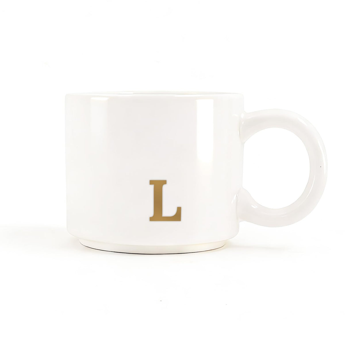 RainVibe Elegant Gift Set for Women – Personalized Monogram Ceramic Mug & Jewelry Tray – 12 oz Gold-Initial Coffee Cup with Gift Box, 4.75" Decorative Dish for Rings, Earrings, Keys (Letter L)