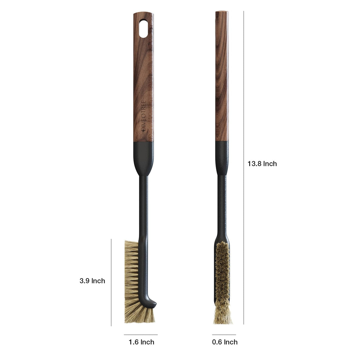 Cleaning Brush, Diveotree Hard Bristle Brush for Deep Cleaning Grout, Sink, Cup, Teapot, Bottle, Blender, Multi-Purpose Brush wih Long Handle for Kitchen (Brown)