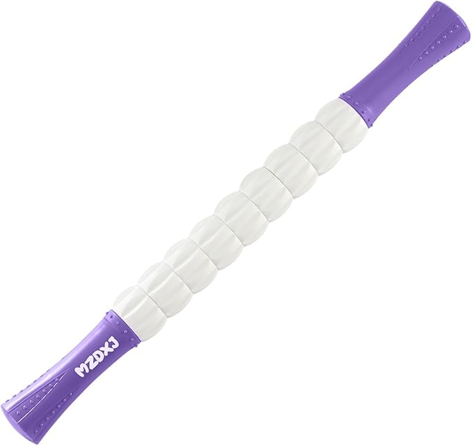 Muscle Roller Stick for Athletes - Deep Tissue Fascia Blaster & Roller Massager for Myofascial Pain Relief - Handheld Physical Therapy & Recovery Tool(Purple White-18 inch)