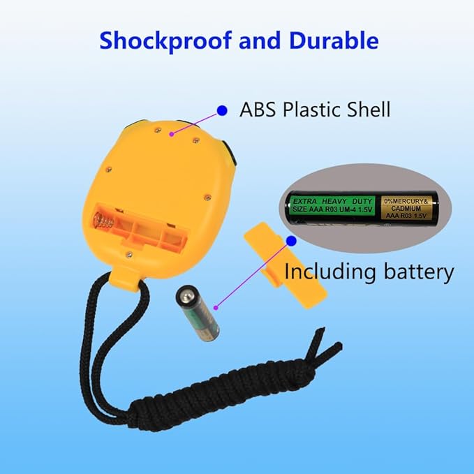 Stopwatch Timer with Countdown, ON/Off Simple Operation No Clock No Date, Digital Stop Watch for Sports, Yellow