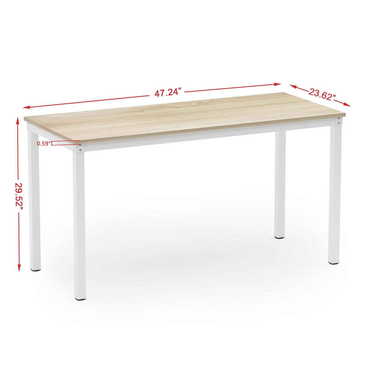 Teraves Computer Desk/Dining Table Office Desk Sturdy Writing Workstation for Home Office (47.24”, Beige + White Frame)