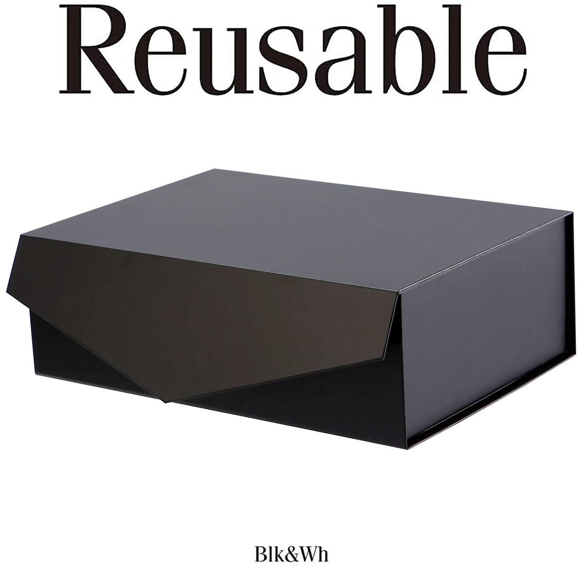 BLK&WH 6 Gift Boxes - 11.5x8.1x3.8 Inches, Large Black Magnetic Groomsman Boxes with Lids (Matte Black)