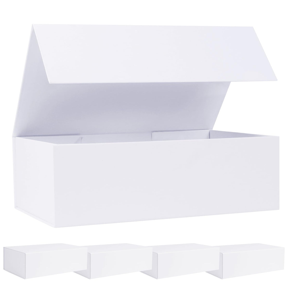 LFBOX White Gift Box with Magnetic Lids 13.8x8.3x4.4 in, Large Bridesmaid Groomsman Proposal Boxes 5 Pack, Collapsible Rectangle Storage Box