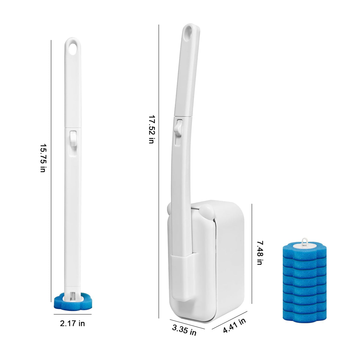 Disposable Toilet Brush with 48 Refills,Toilet Cleaning Supplies,Toilet Wand Brush Starter Kit,Wall Mounted Toilet Bowl Cleaner Brush with Holder for Bathroom Deep Cleaning & Hygiene (White)