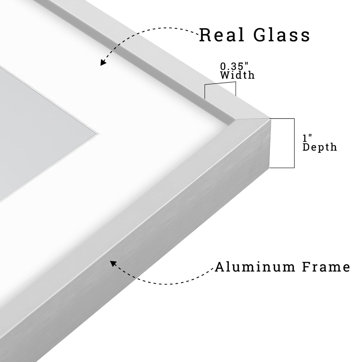Frametory, Aluminum Picture Frames Set of 7 - Silver Gallery Wall Kit - Display One 11x14, Two 8x10, and Four 5x7 inch Photos for Home Decoration