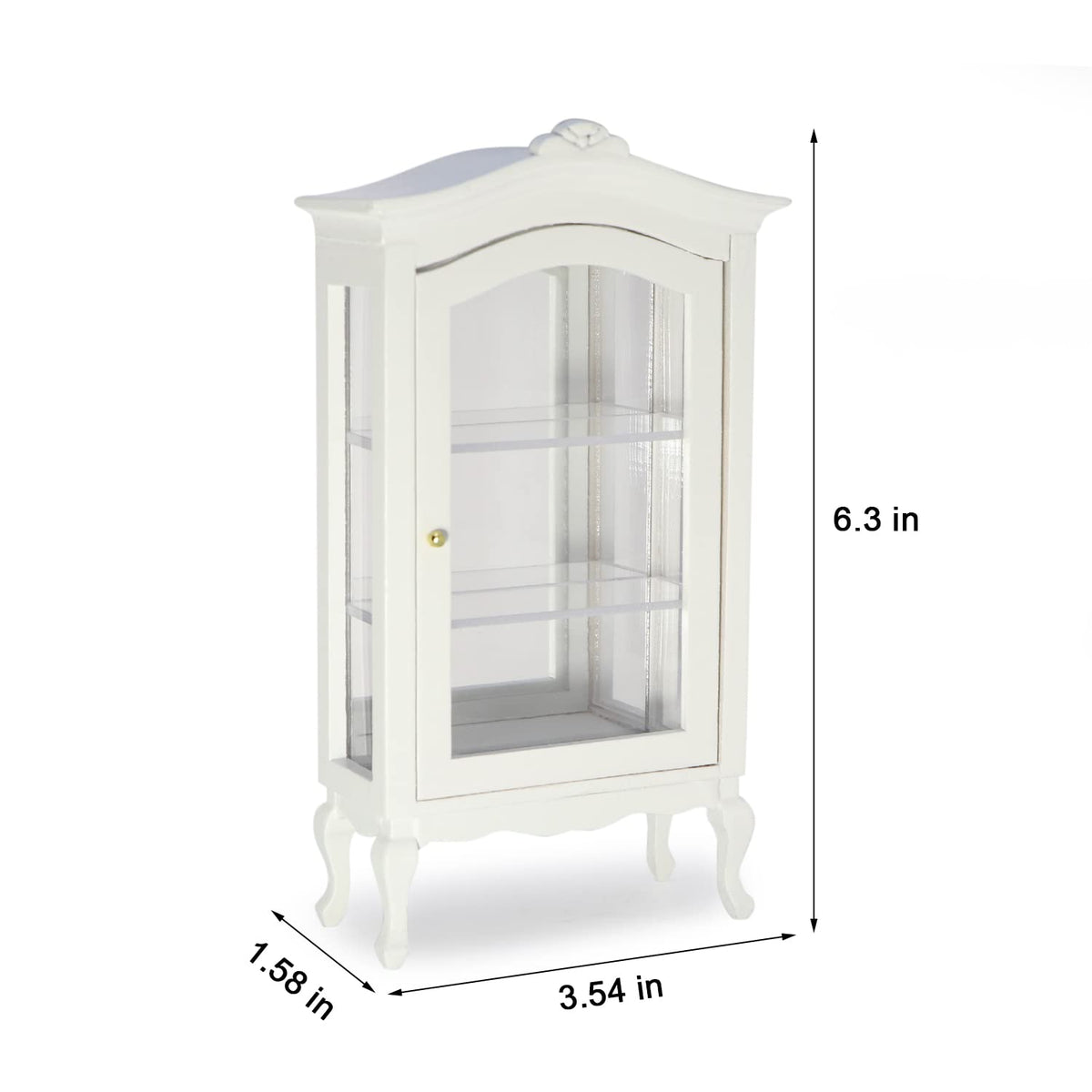 Miniature Furniture Display Shelf 1:12 Wooden Cabinet with Mirror & Three Shelves Bookshelf Dollhouse Display Stand Decoration Accessories Mini Diningroom Scene Ornaments