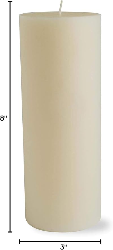 TAG Chapel 3X8 Ivory Pillar Paraffin Wax Candle Unscented Drip-Free Long Burning 115 Hours For Home Decor Wedding Parties 3x8 Ivory