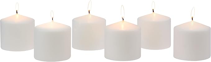 Stonebriar Unscented White Tall Pillar Candles, 18 Hour Burning Candle Pillars, Perfect for Decor, Weddings, Emergencies 3" X 3", 6 count