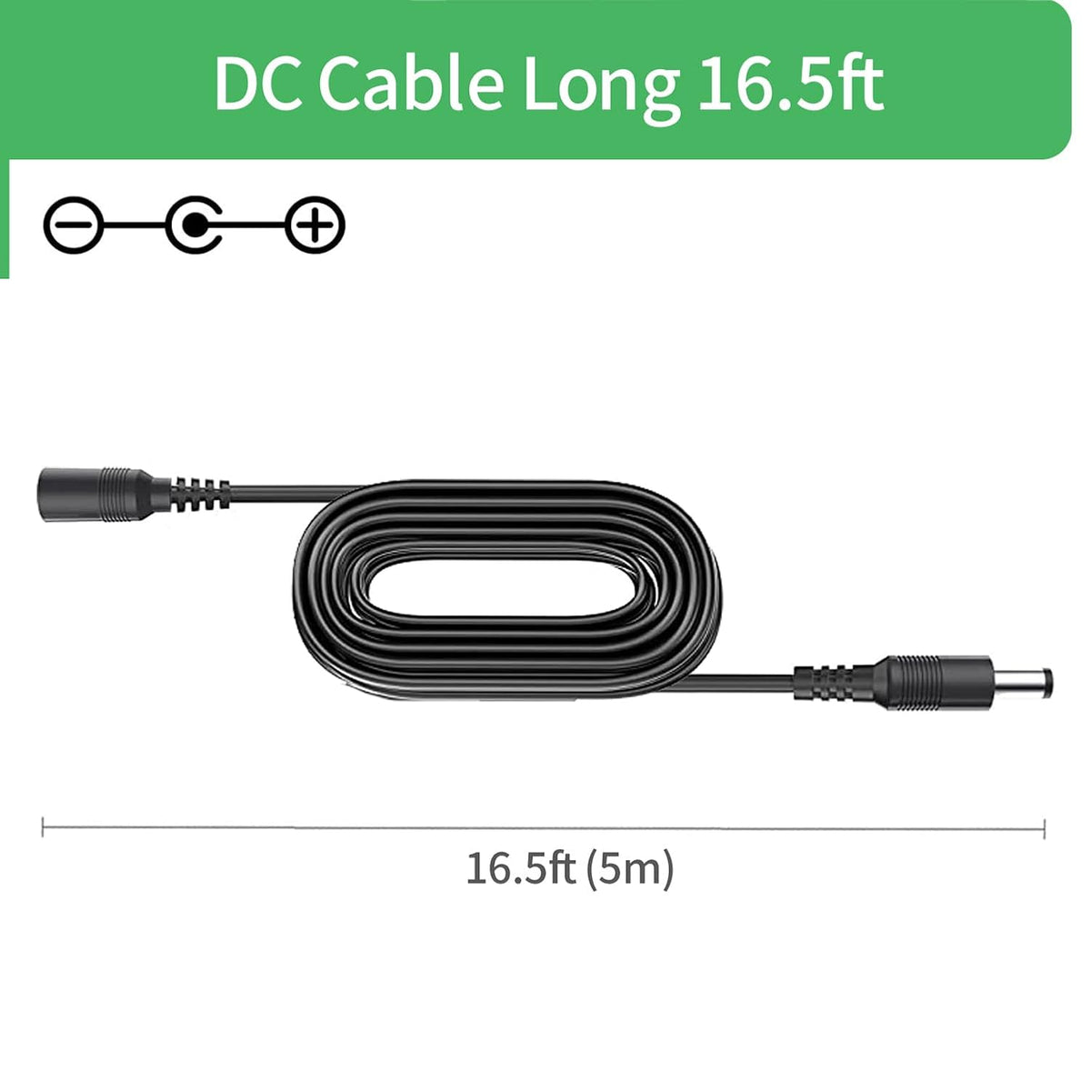 Security-01 5M 16FT 5.5mm 2.1mm,for (Pack 2) DC Power Extension Cable x CCTV Camera IP WiFi Camera,DVR,LED Strip,DC